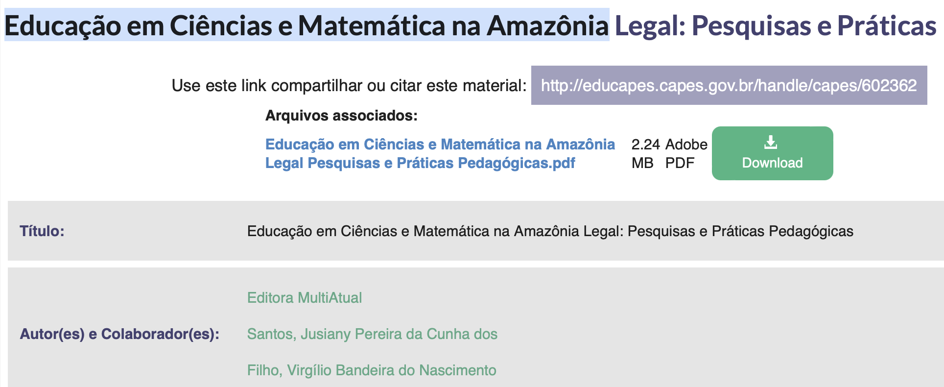 Educação em Ciências e Matemática na Amazônia